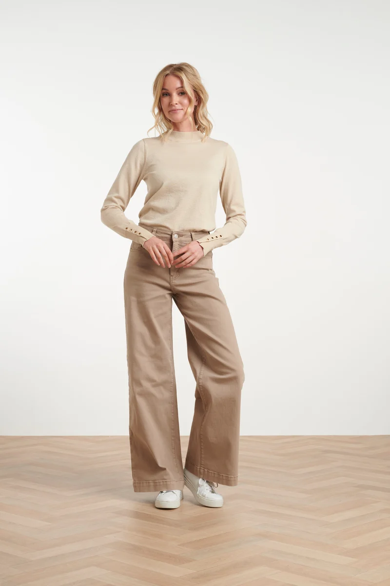 Broek Met Wijde Pijpen In Warme Taupetint | Taupe