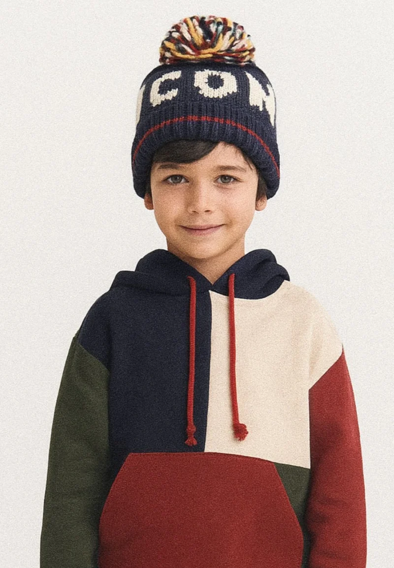 Boys' bobble hat in navy