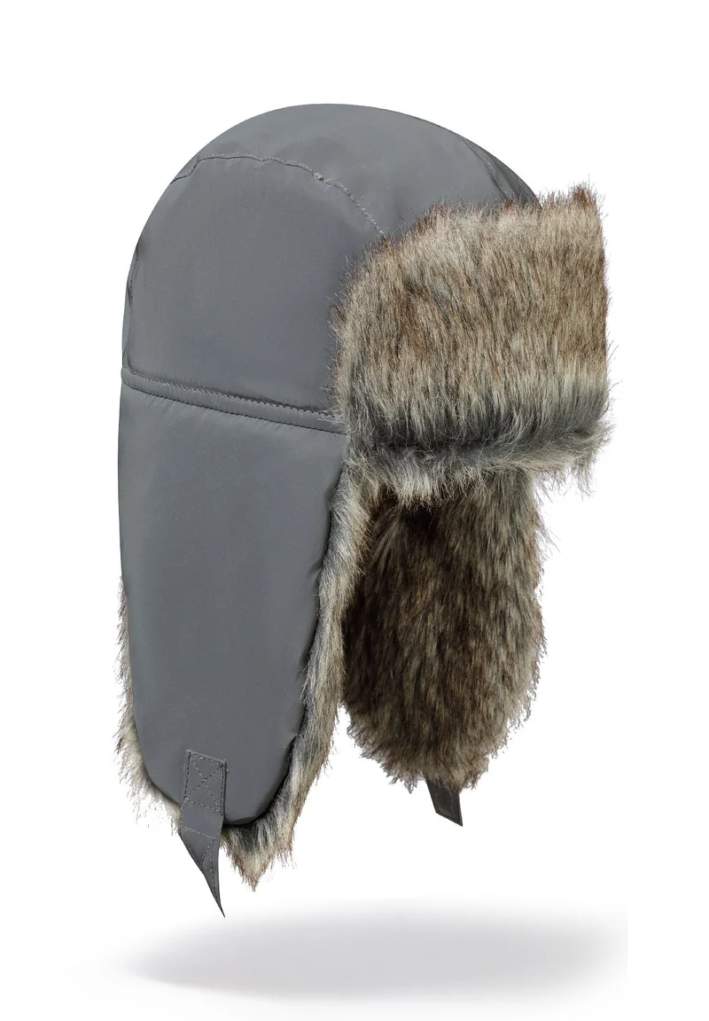 Kids' trapper hat in grey and brown