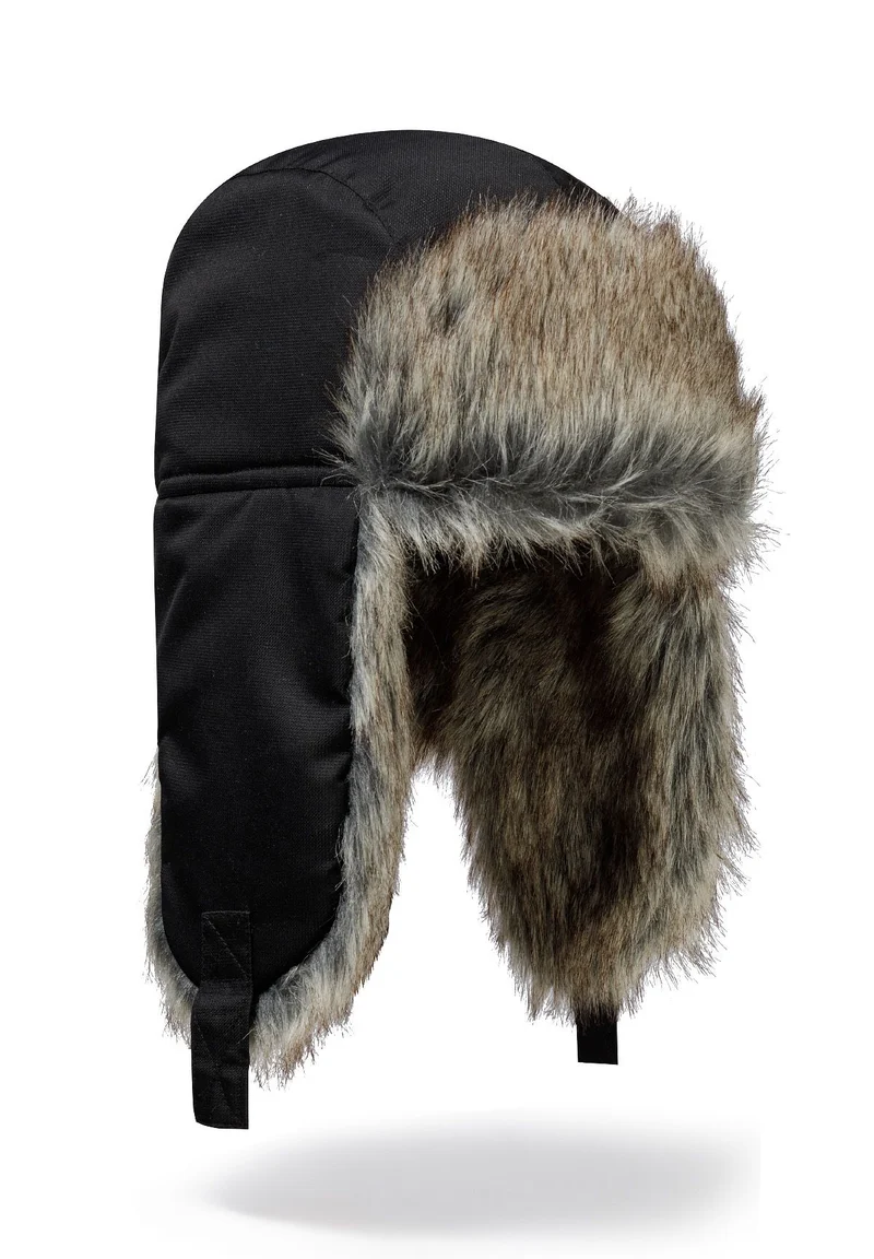 Kids' trapper hat in black and brown