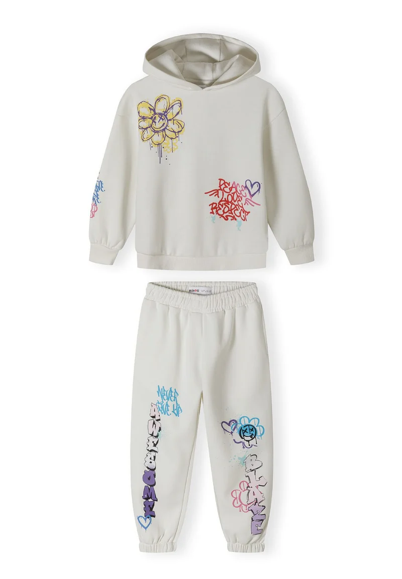 Girls' hoodie and joggers set in cream