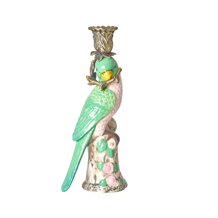 Bird Ceramic Candle Holder green