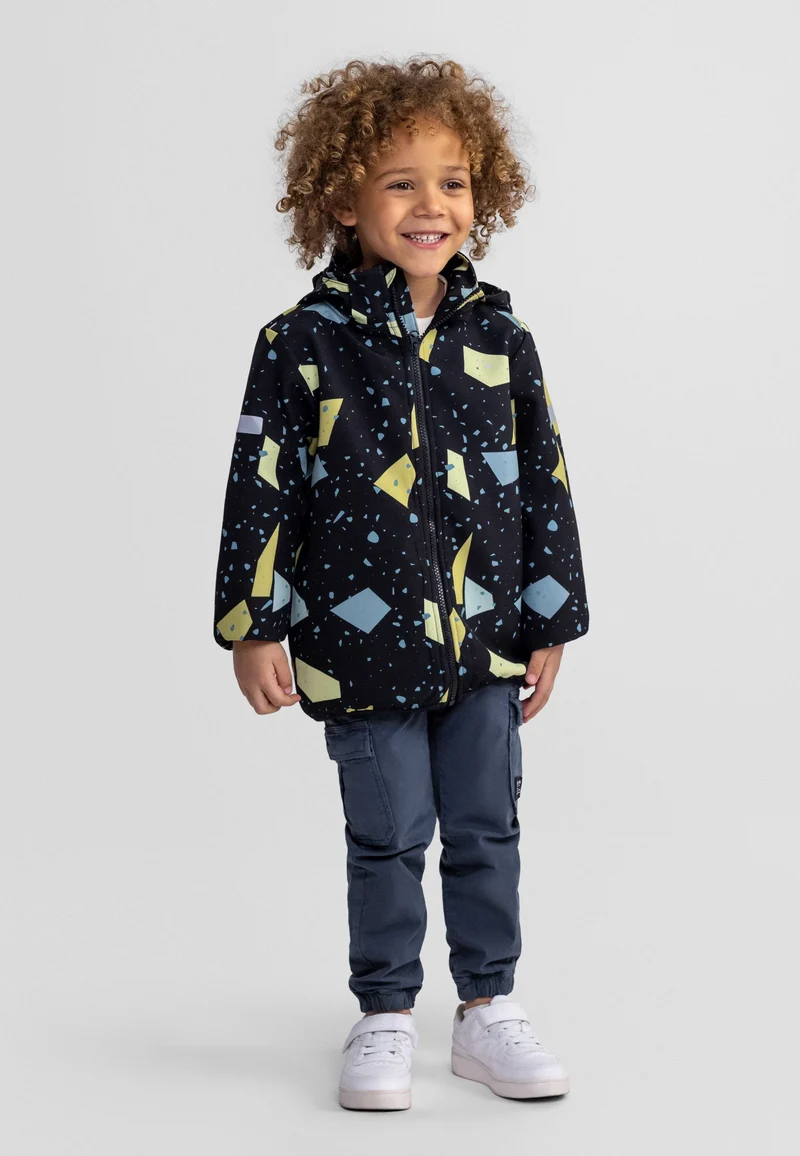 Boys' hooded printed jacket in black