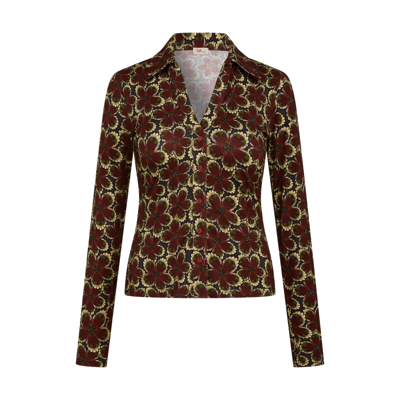 Heart Nottingham blouse maroon