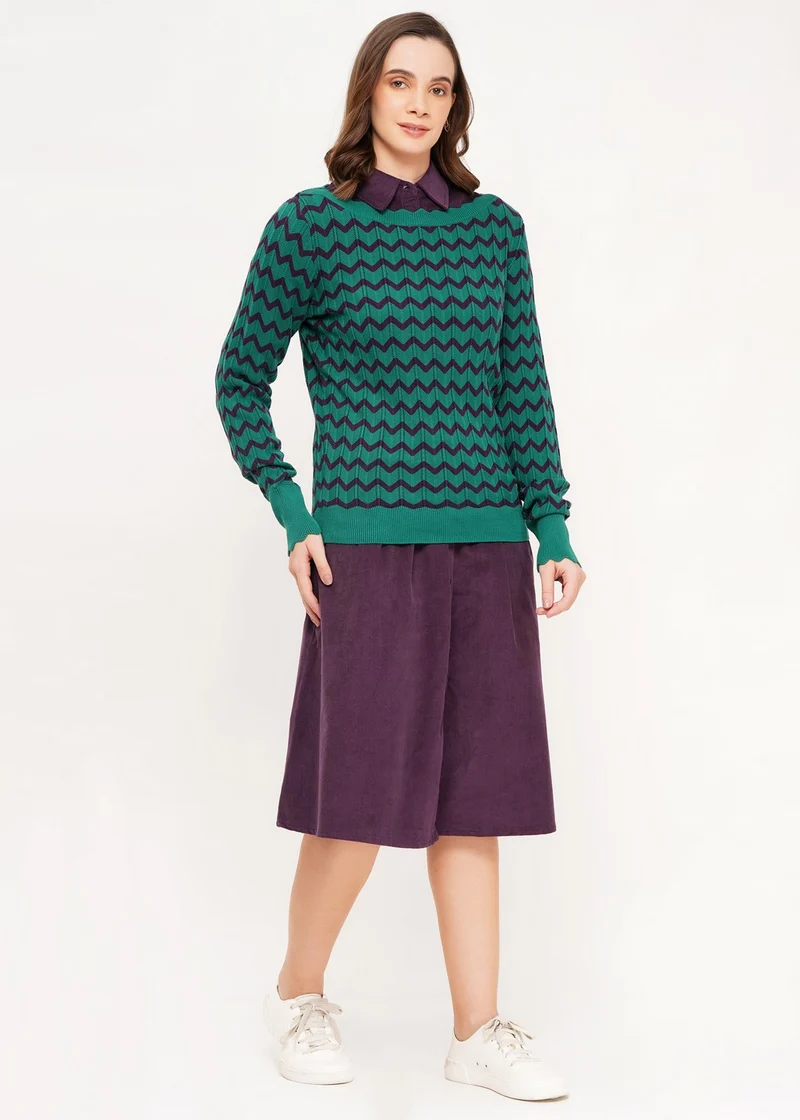 Circus sweater forest green/purple
