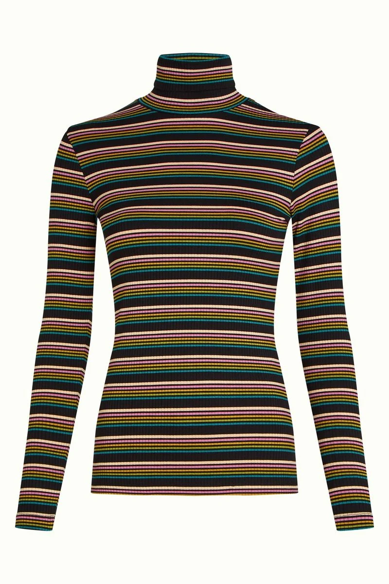 King Louie Rollneck Top Frostine Stripe Woodbine Green