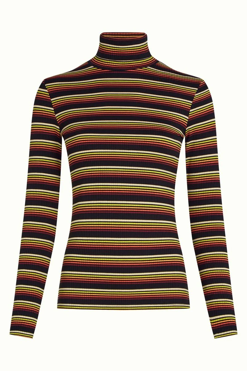 King Louie Rollneck Top Frostine Stripe Spicy Orange