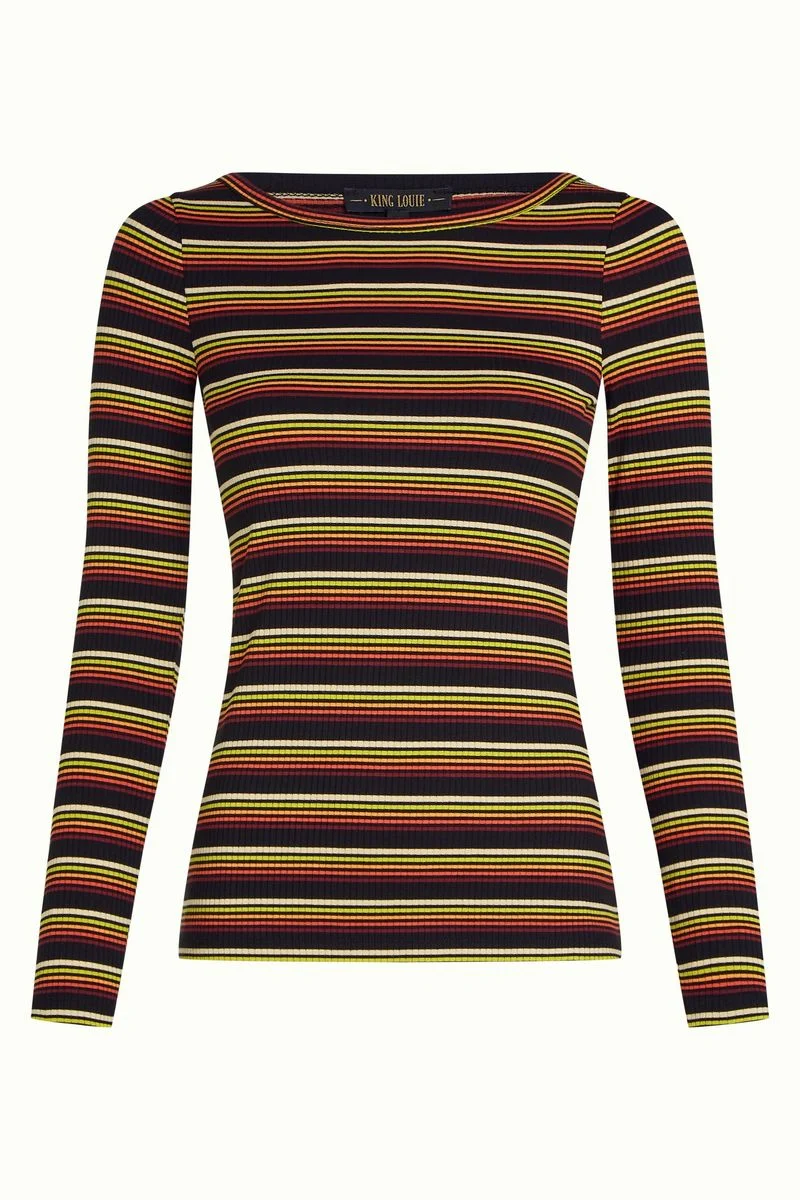 King Louie Lili Tee Frostine Stripe Spicy Orange