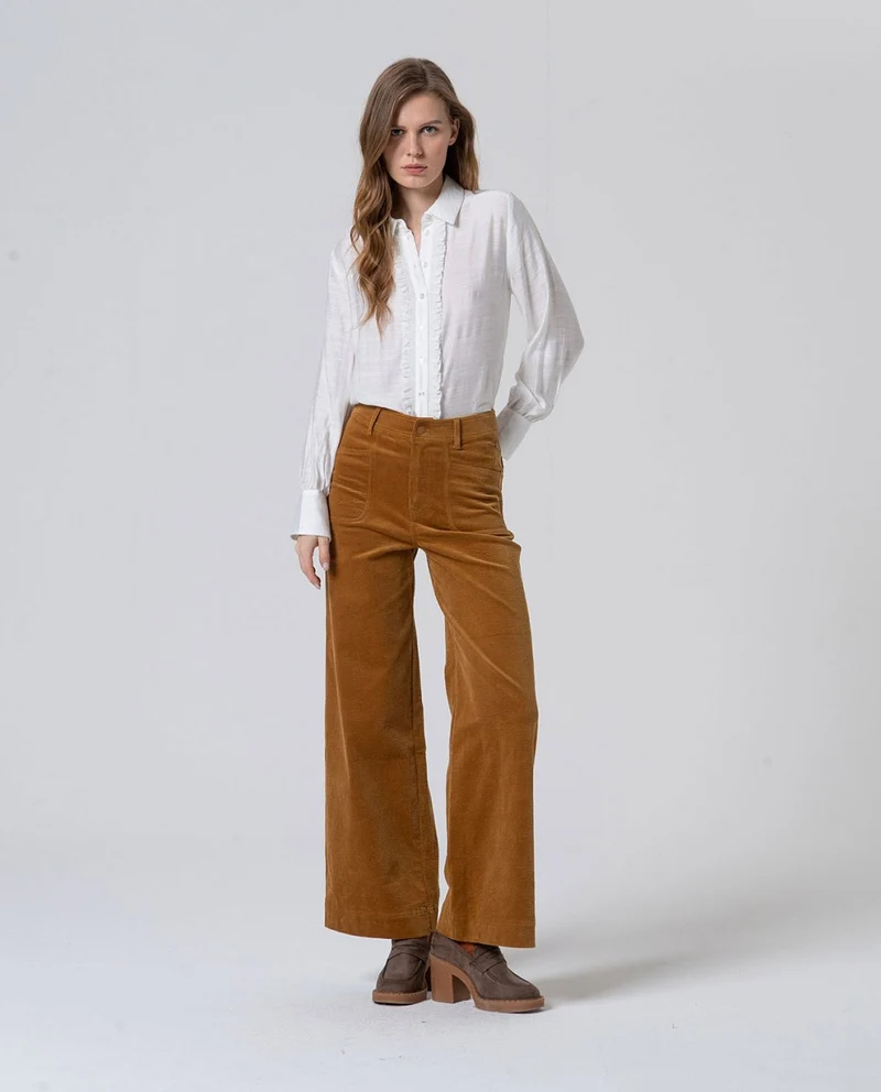 Surkana flared pants with patch pockets mustard