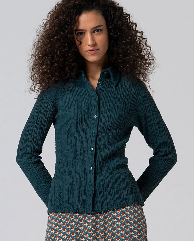 Surkana textured shirt bottle green