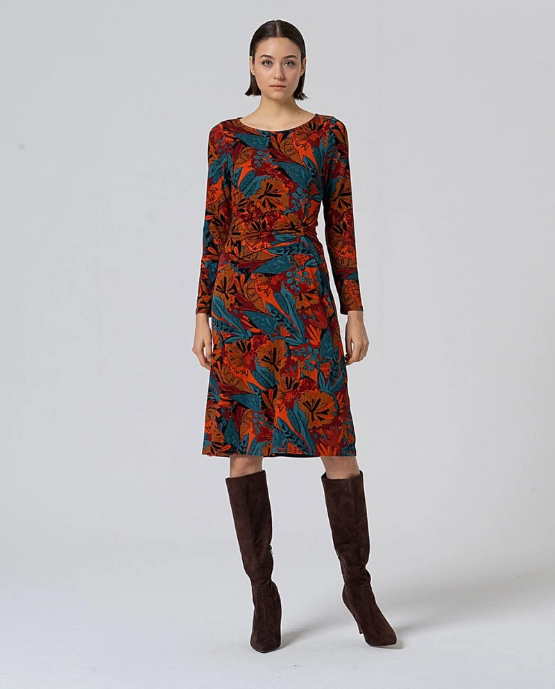 Surkana midi dress with gathered waist tile