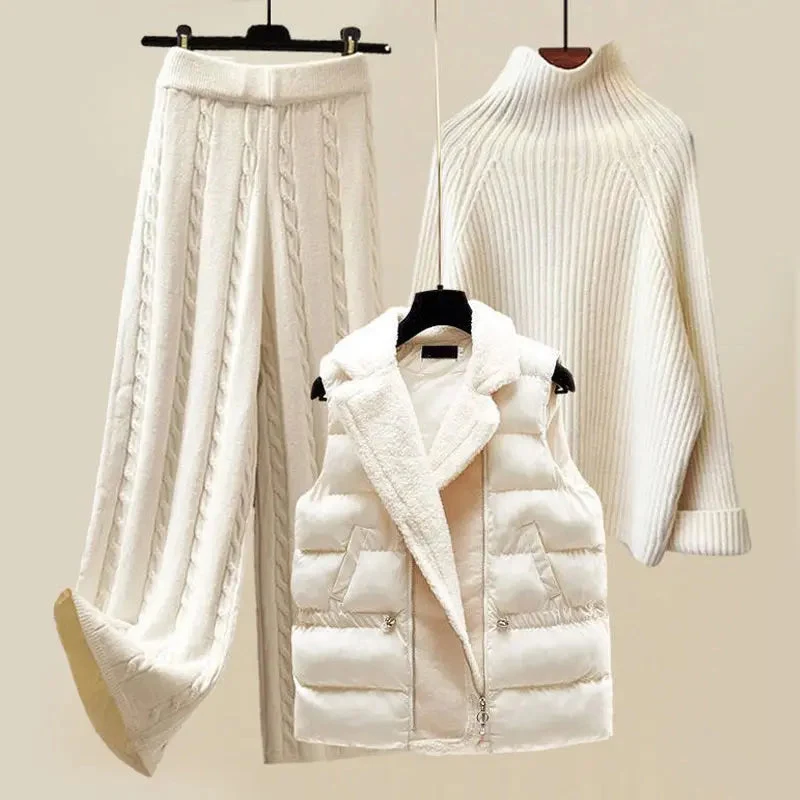 Dames 3-Delige Knit Set AngelaCozy – Trui, Broek & Bodywarmer