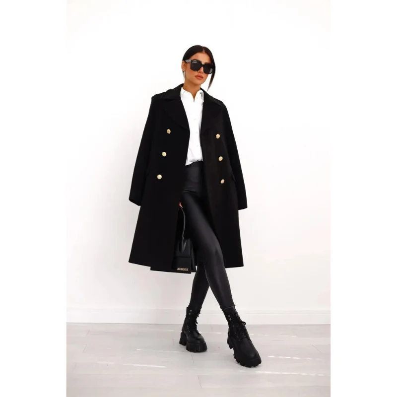 Dames Wool Coat LivaClassic – Dubbelrijig & Elegant Warm