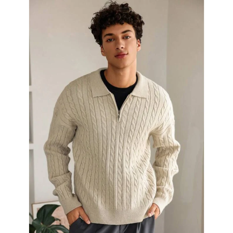 Elarno Kabelgebreide Half-Zip Trui
