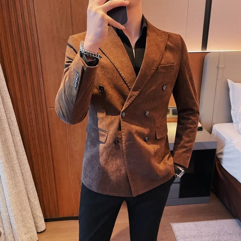 Savaro Double-Breasted Corduroy Blazer
