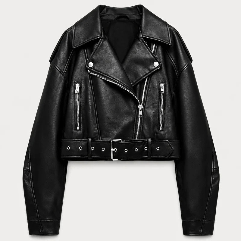 Nevada | Cropped Leren Jas met Riem