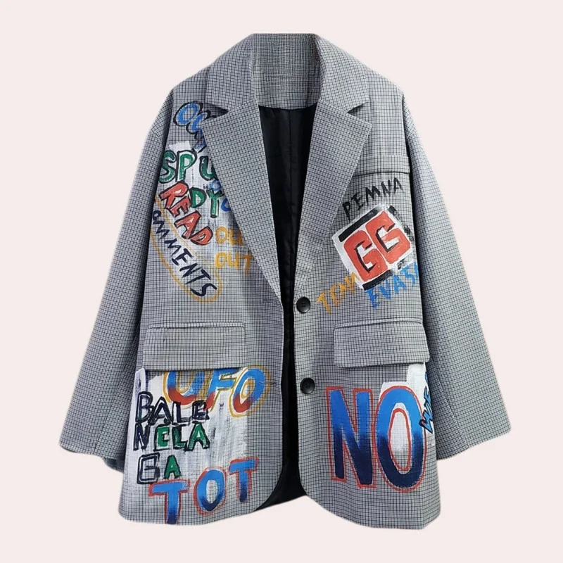 Sally | Graffiti Print Blazer voor Dames