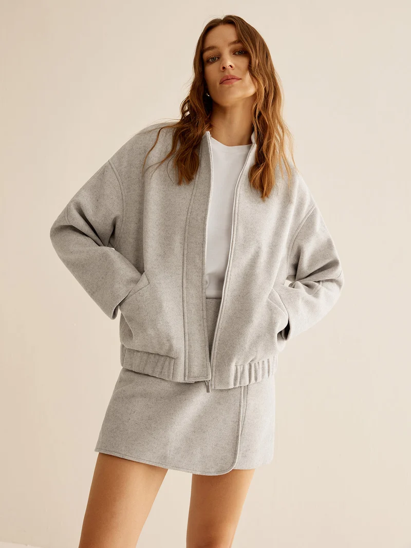 Jilian | Stijlvolle Tweed Jas met Rits voor Dames