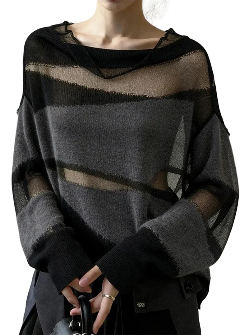 Dames oversized trui patchwork stijl herfst