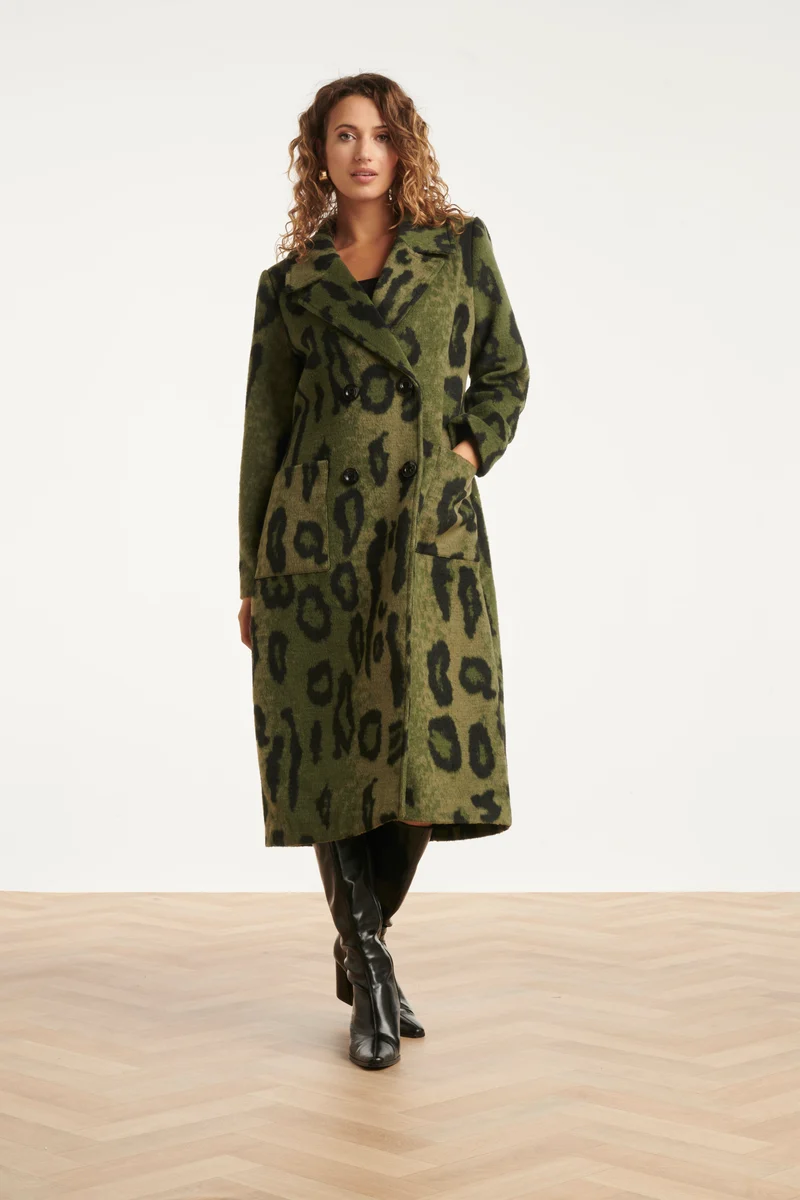 25541 Dierenprint Jas In Army Met Zwart | Army - Black