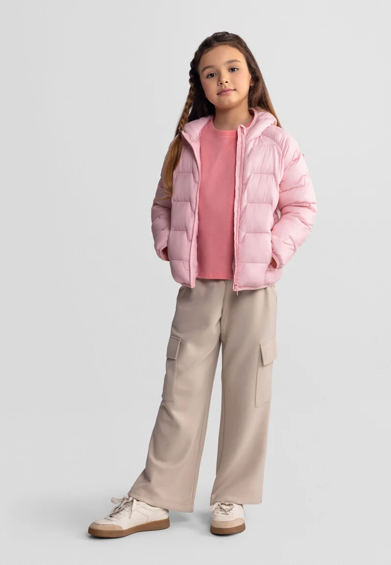 Girls' puffer jacket in light pink