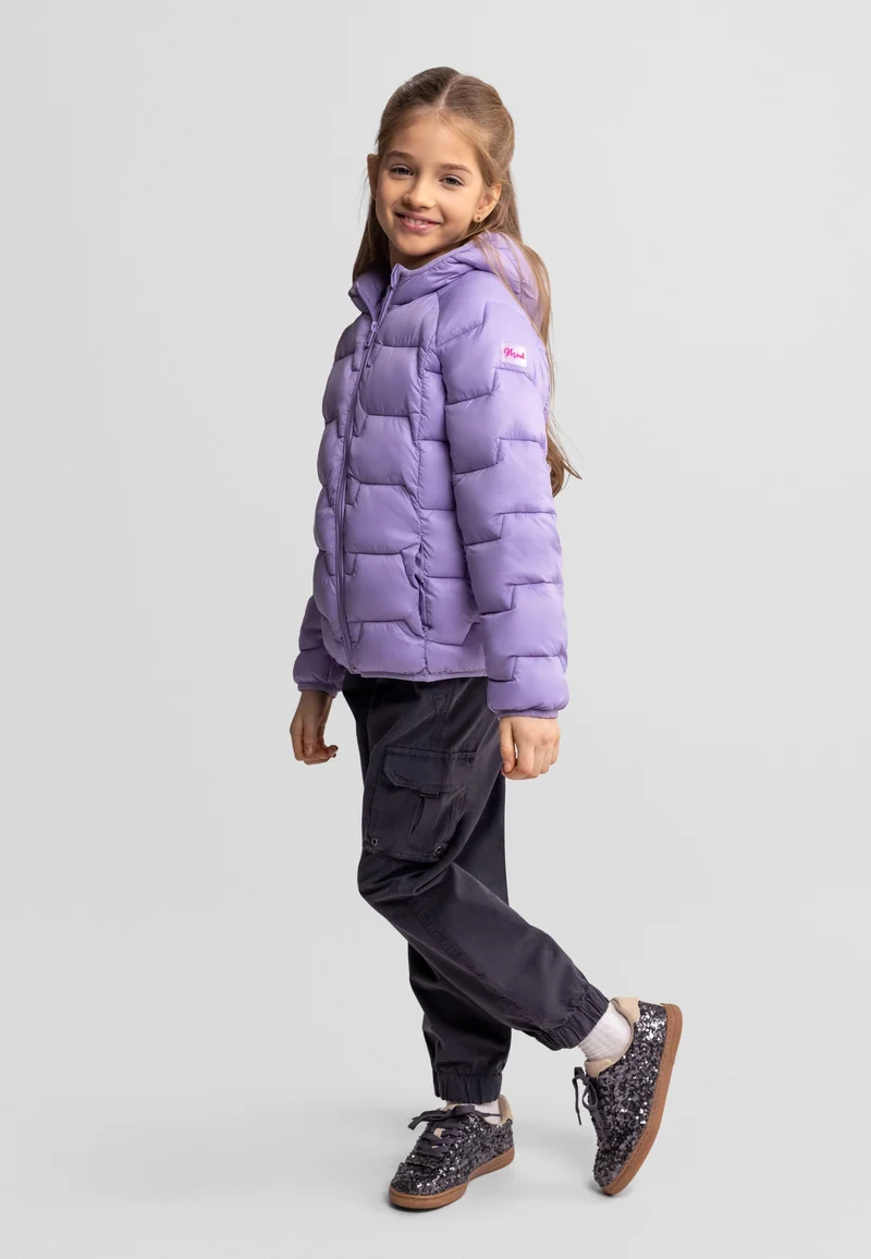 Girls' puffer jacket in lilac