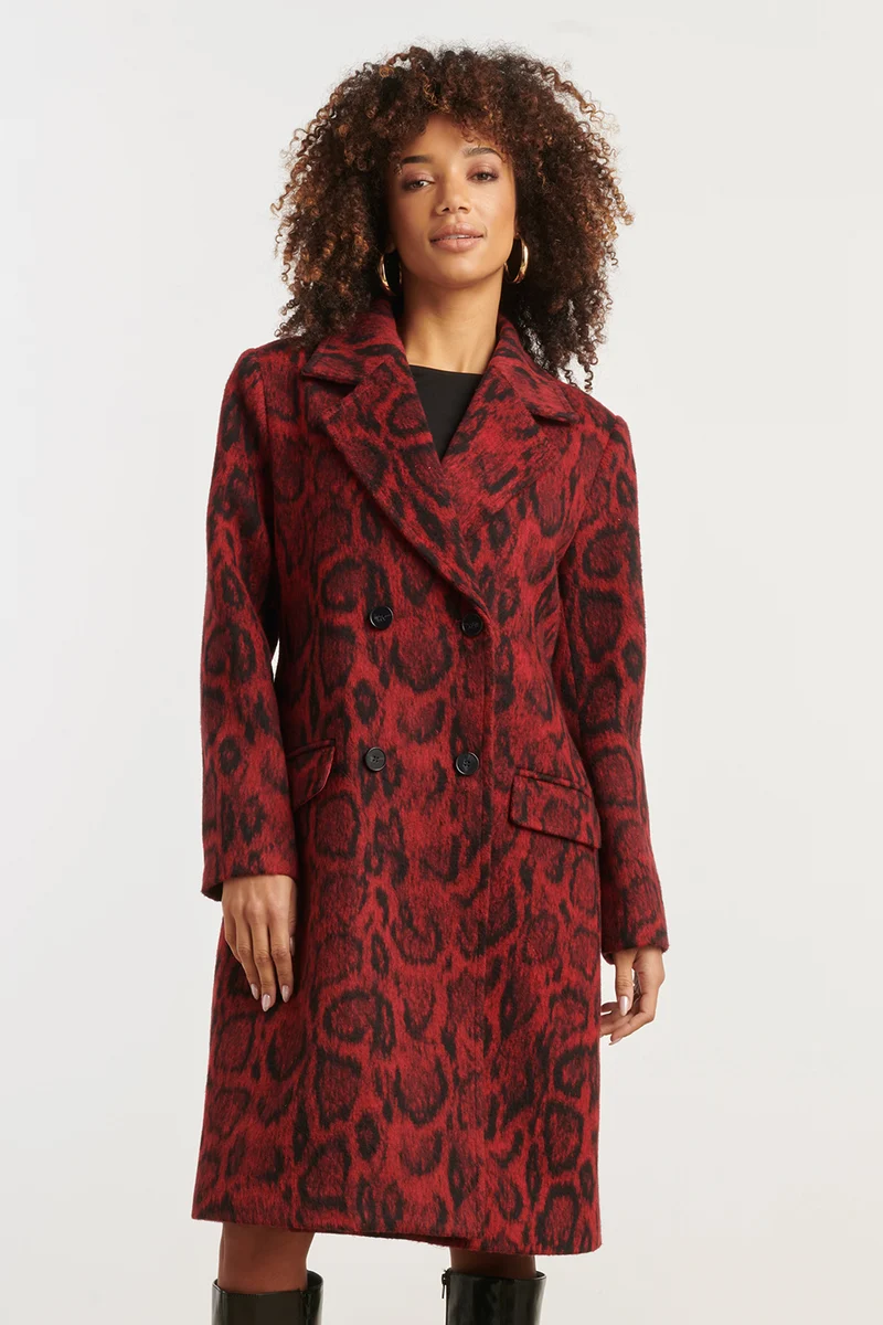 25540 Dierenprint Jas In Rood Met Zwart | Red - Black