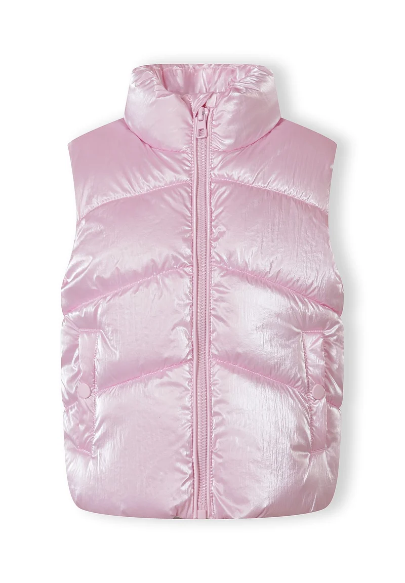 Girls' shiny padded gilet in light pink