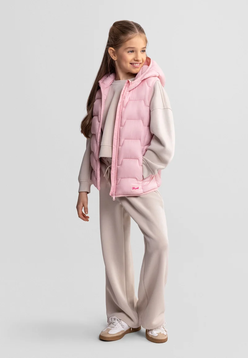 Girls' padded gilet in light pink