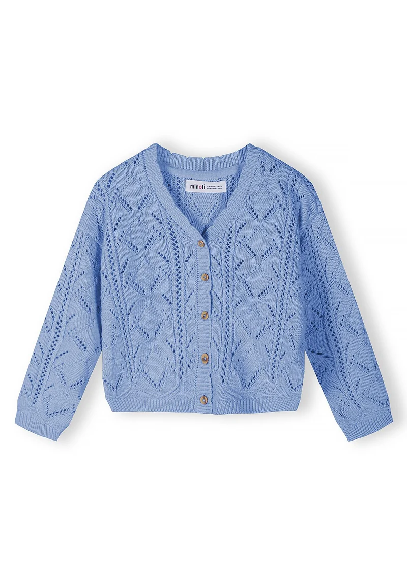 Girls' pointelle cardigan in light blue
