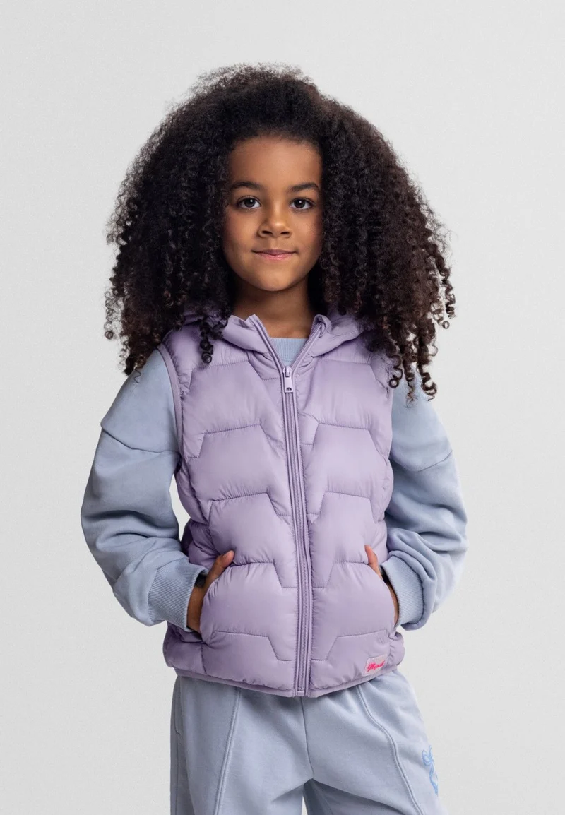Girls' padded gilet in lilac