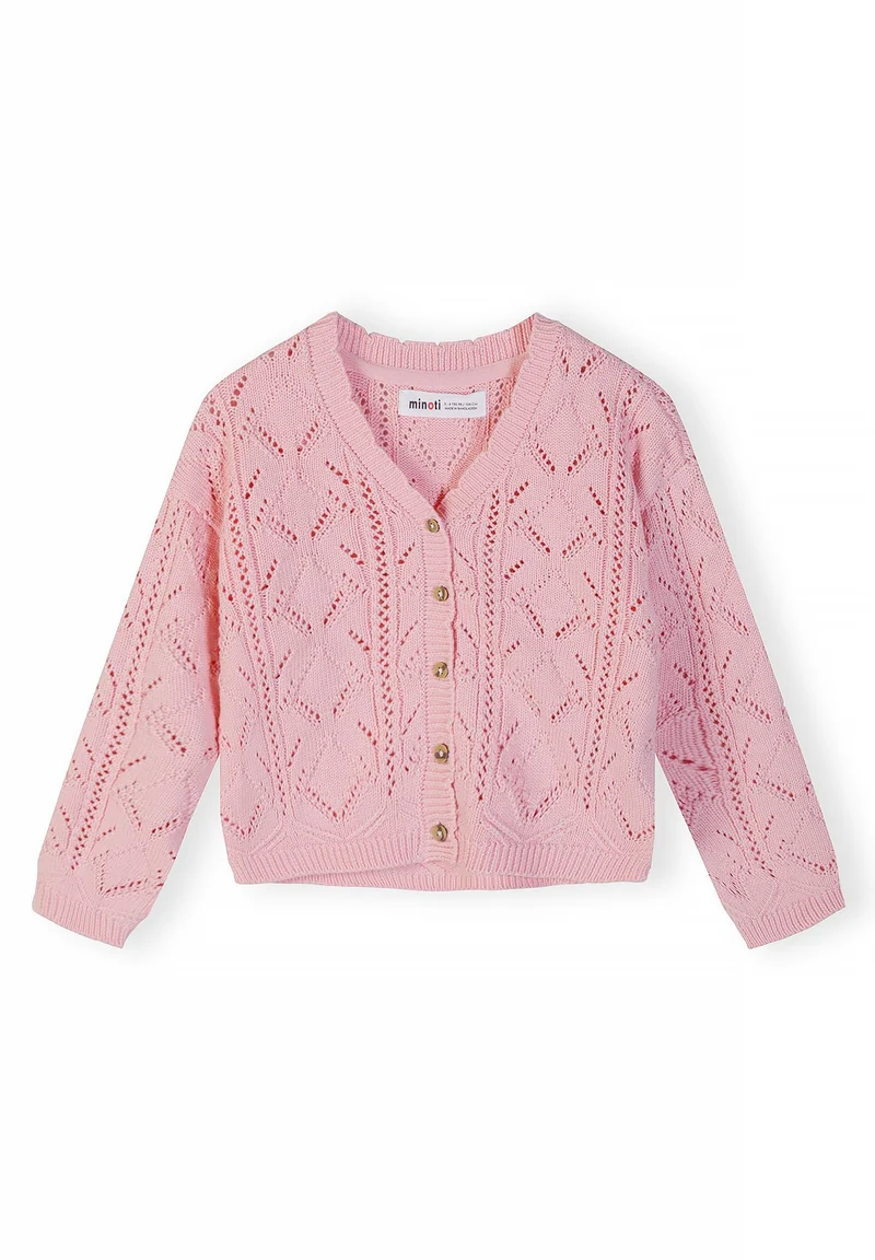 Girls' pointelle cardigan in light pink