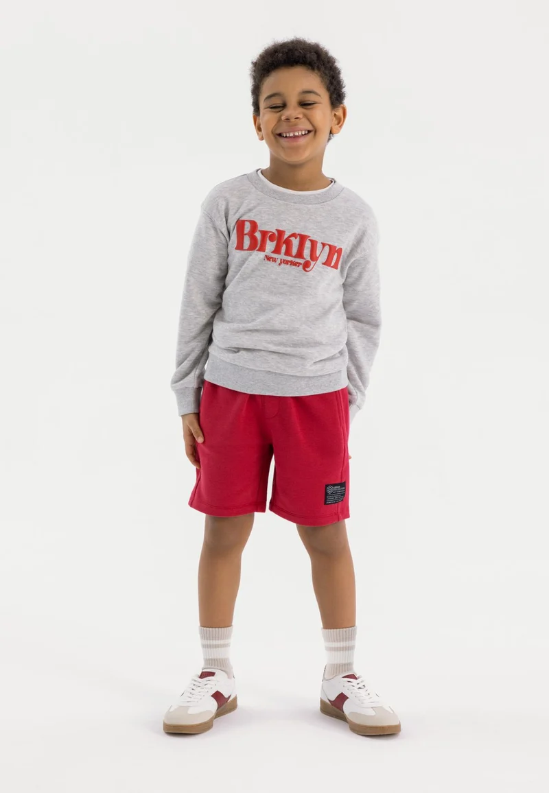 Boys' crew neck sweatshirt in grey marl