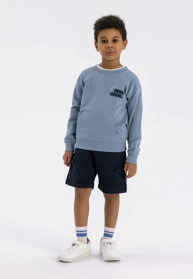 Boys' crew neck sweatshirt in blue-grey