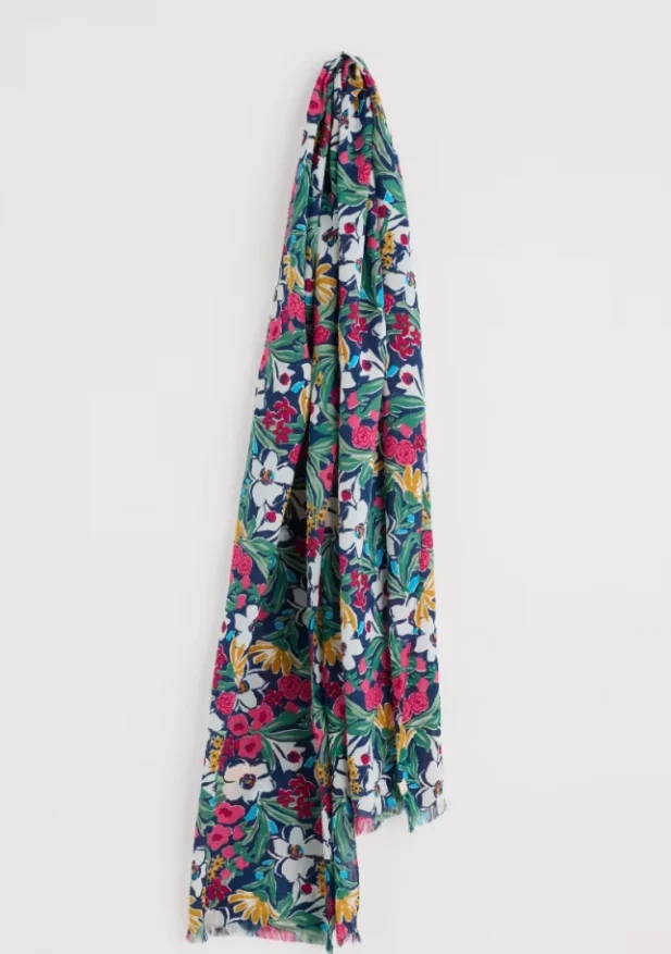 Seasalt Cornwall summer scarf garden flowers night