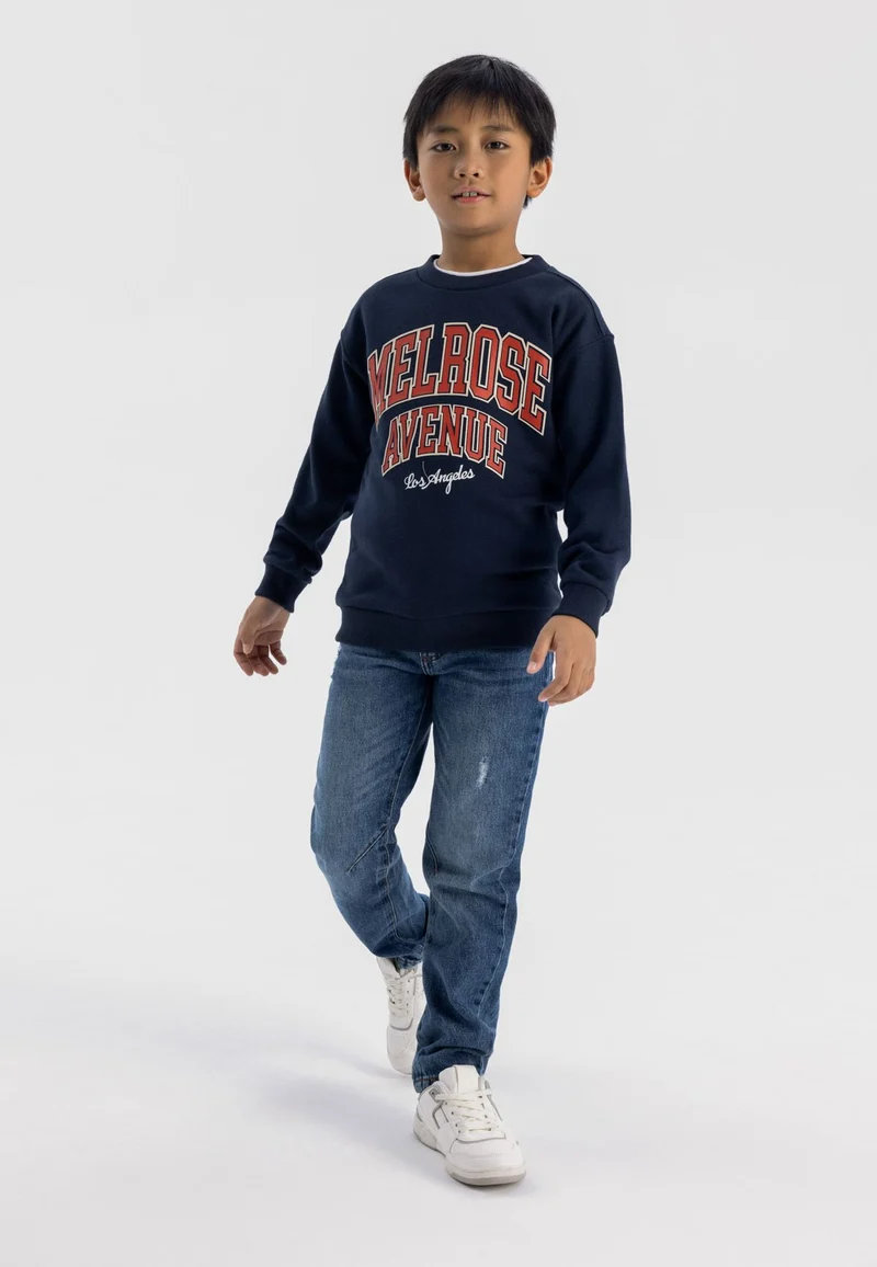 Boys' crew neck sweatshirt in navy