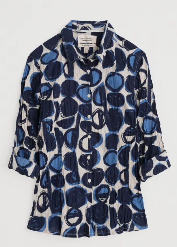 Seasalt Cornwall Larissa shirt pebble monoprint aran