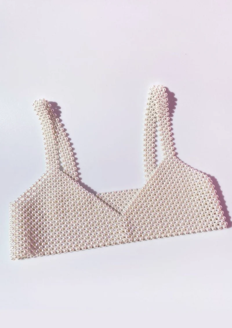 Yaela | Handgemaakte Parel Crop Top voor Dames