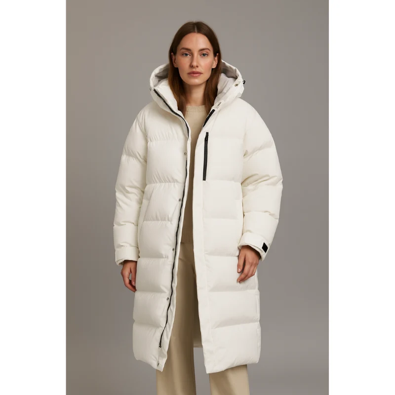 Milano Lange Dames Pufferjas met Capuchon