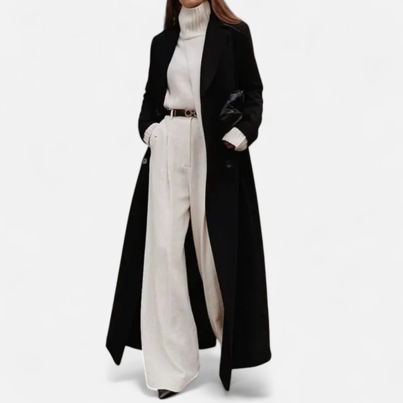 Milano Lange Dames Maxi Overcoat – Zwart