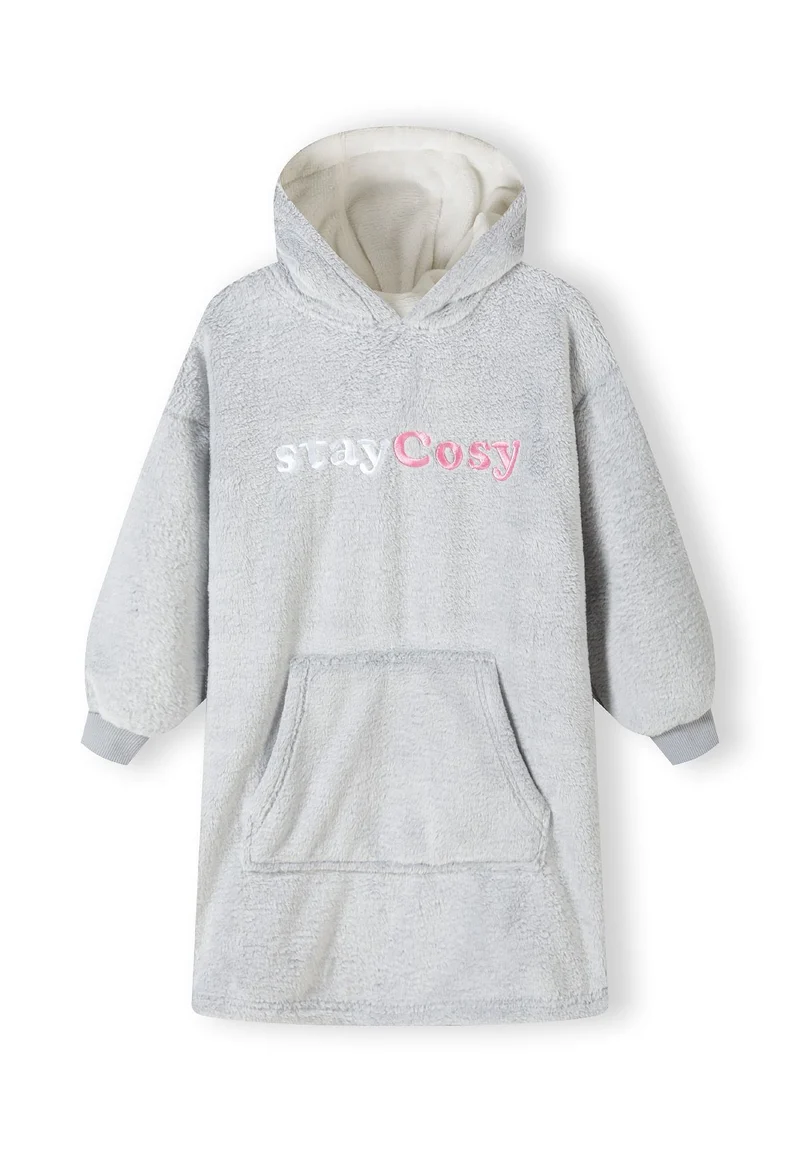 Girls' hooded blanket sweatshirt in grey