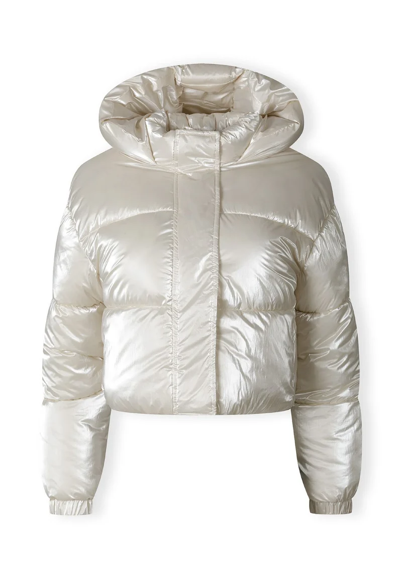 Women's cropped puffer jacket in cream