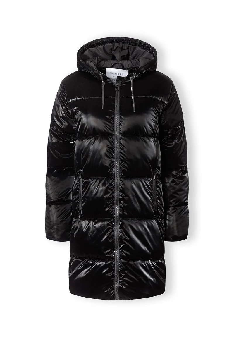 Women's long puffer coat in black