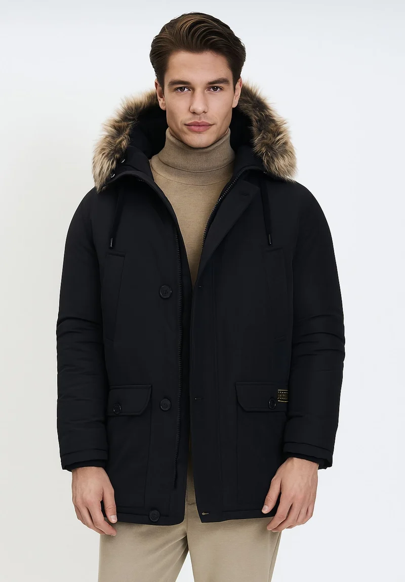 Men's parka in black