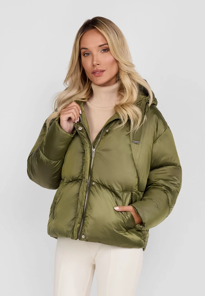 Women's puffer jacket in khaki