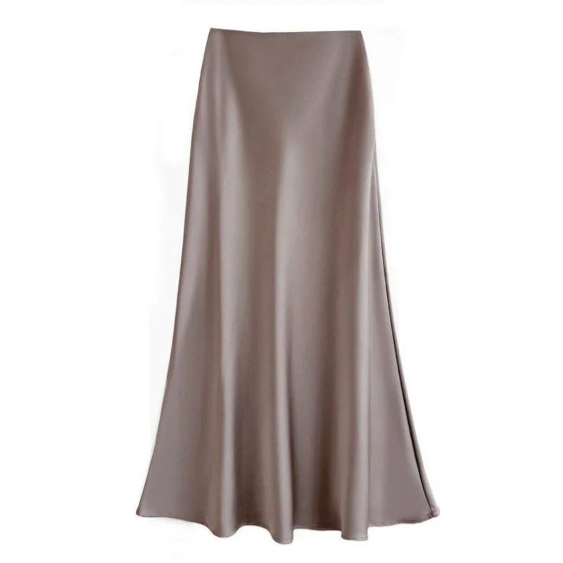 Dames Elegante Midi Rok - Vloeiende Pasvorm & Subtiele Glans