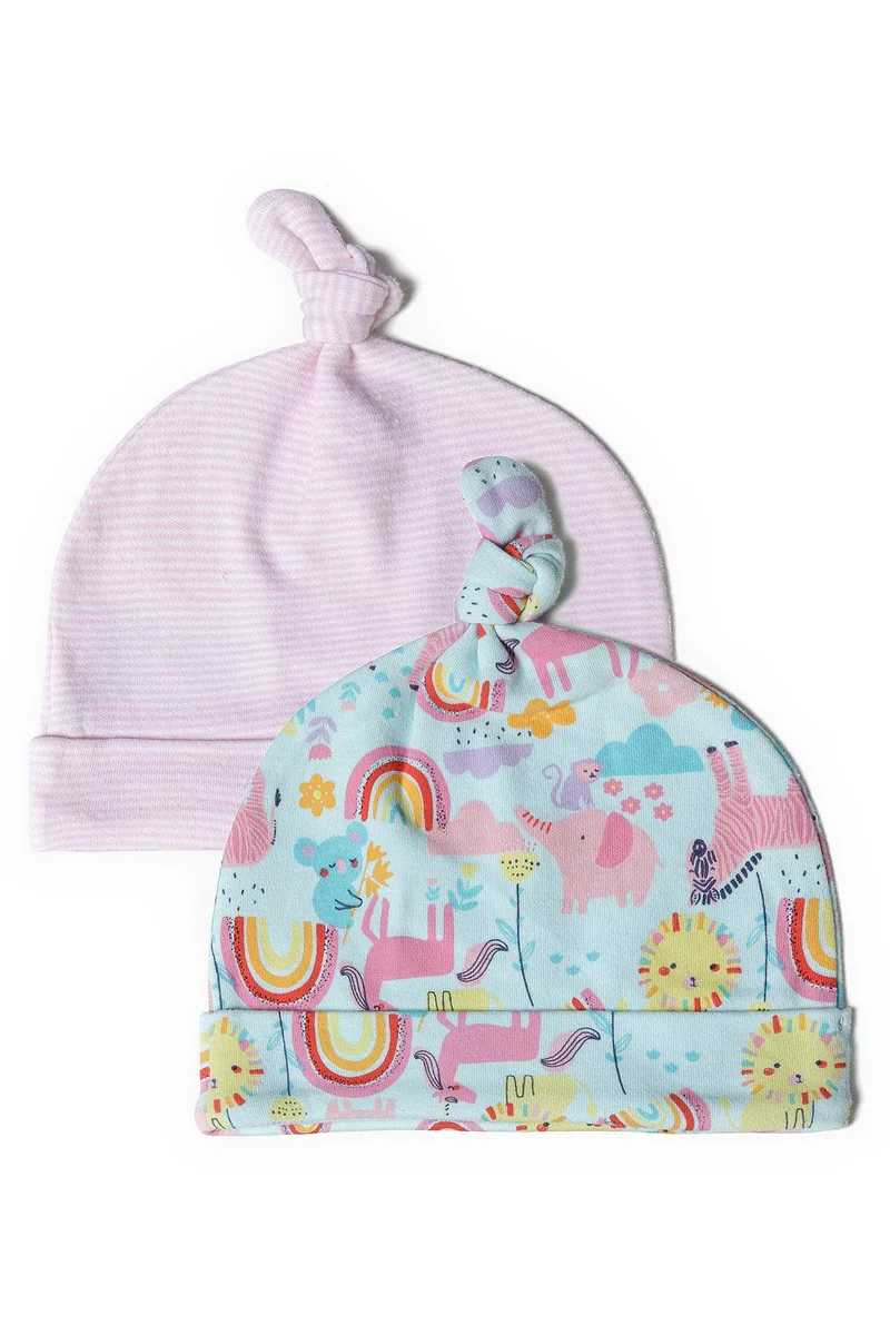 Girls' hats 2-pack in pale pink and light blue