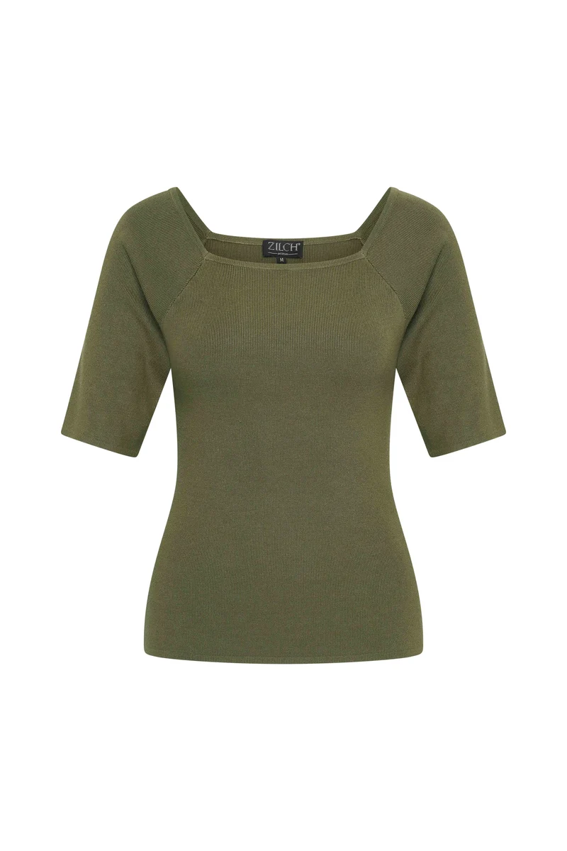 Zilch top square neck army