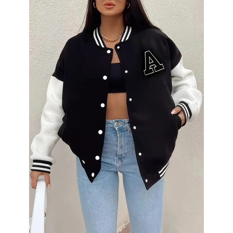 Aria – Zwart-Wit Varsityjack met Contrasterende Mouwen