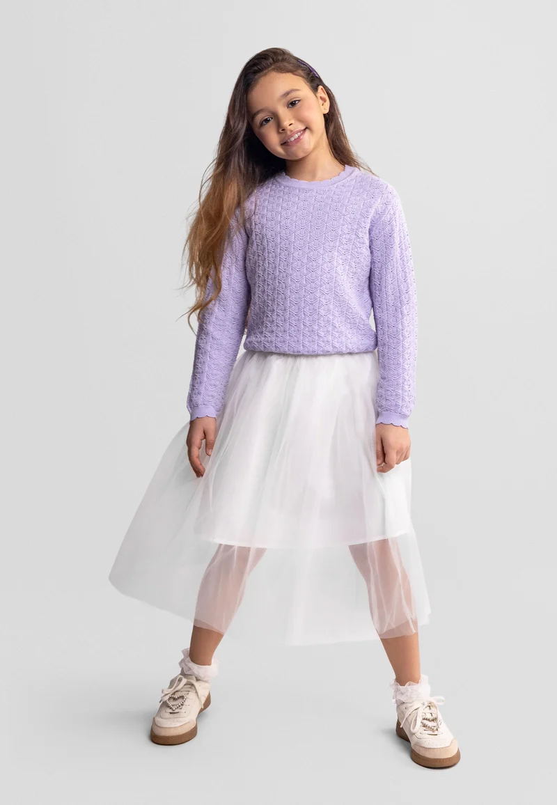 Girls' pointelle jumper in lilac